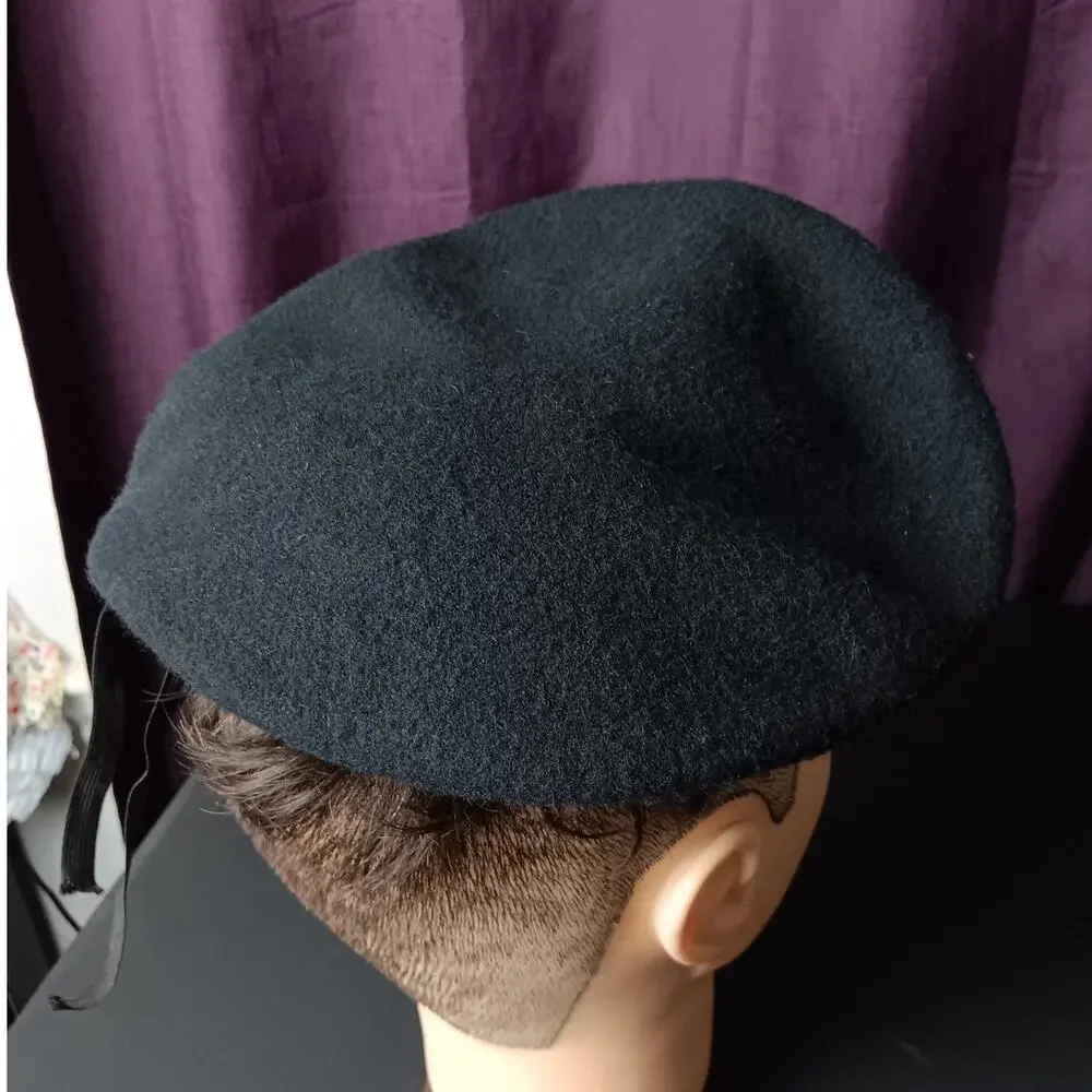 DSCP Garrison Army Wool Beret Vtg Mens Small 6 3/4 Black‎ Captain Bars USA Made